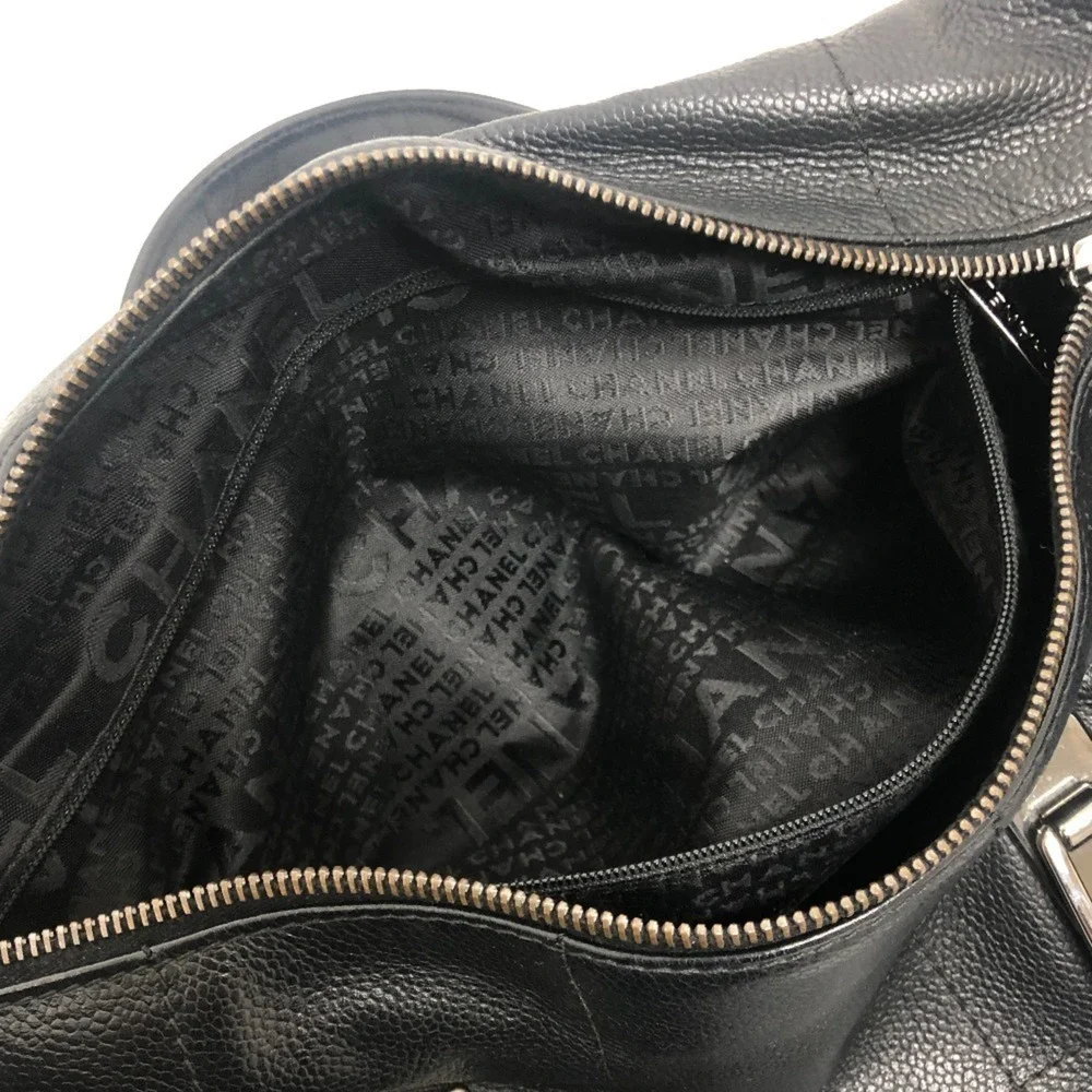 CHANEL Black Caviar Leather Boston Bag